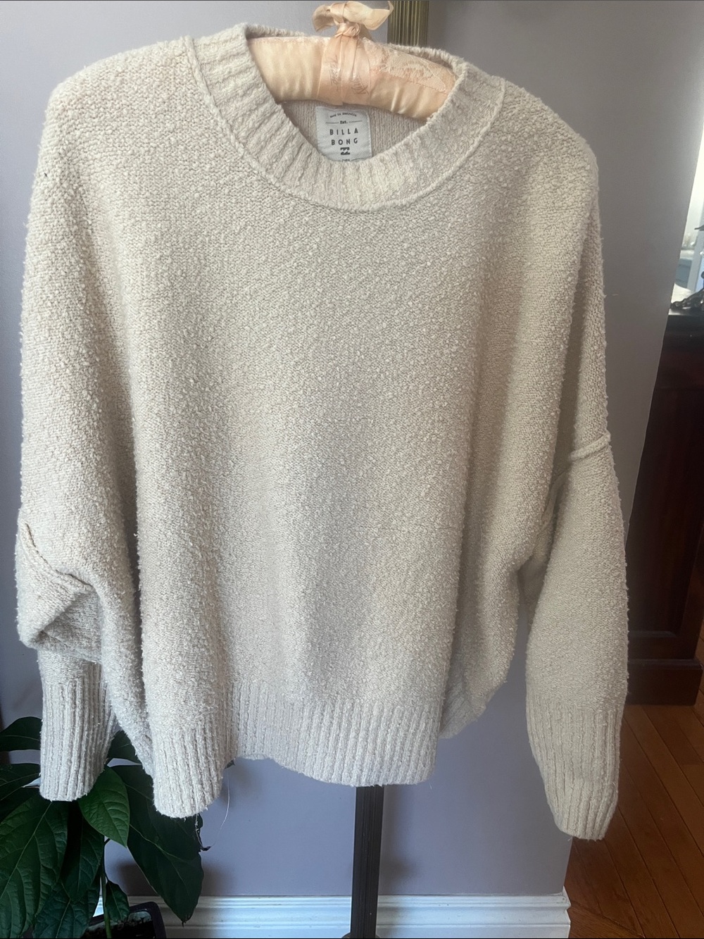 Billabong Peachy Cream Bouclé Crewneck Sweater